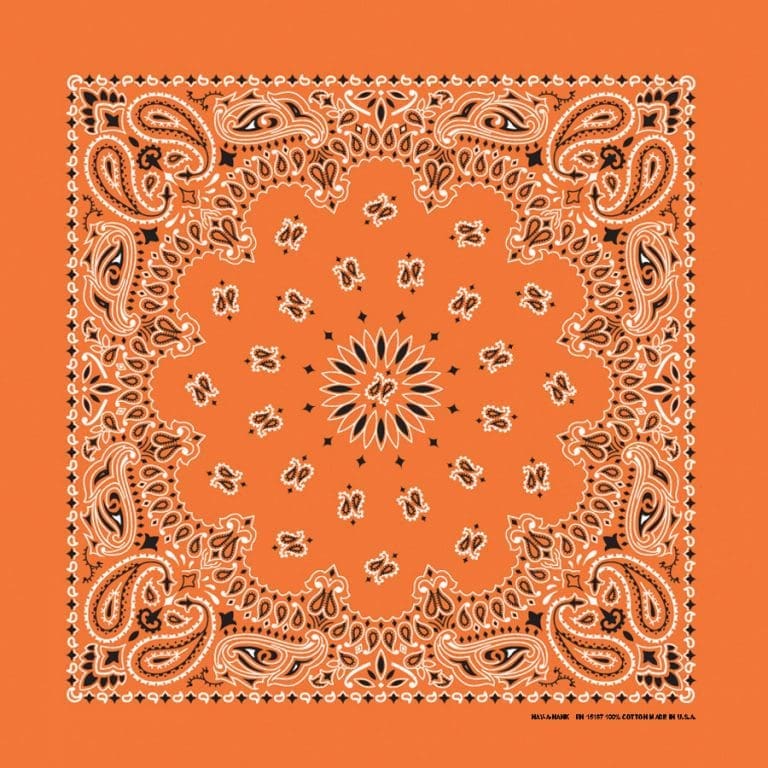 We stock traditional 100% Cotton for a soft and comfortable feel. Made in the USA and approx. 22" x 22", they feature a trademark Paisley design. Bandanas have been around for over 75 years and are still a staple in culture whether it's a farmer, MC, or a Rock star.
