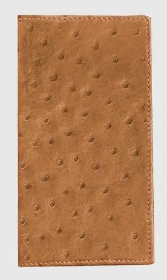 The Stetson Ostrich Long Wallet is made from authentic Ostrich leather in a Antique Cognac color, this Long checkbook wallet blends classic western style with bold luxury. The Stetson name guarantees top-notch craftsmanship and meticulous detail. It offers 12 card slots, 3 hidden pockets underneath, plus an outside cash slot. Available now at our Smyrna, TN store, just a quick 30-minute drive from downtown Nashville. Proudly made in Mexico.

Size 6 5/8" tall x 3 1/2" wide (folded)