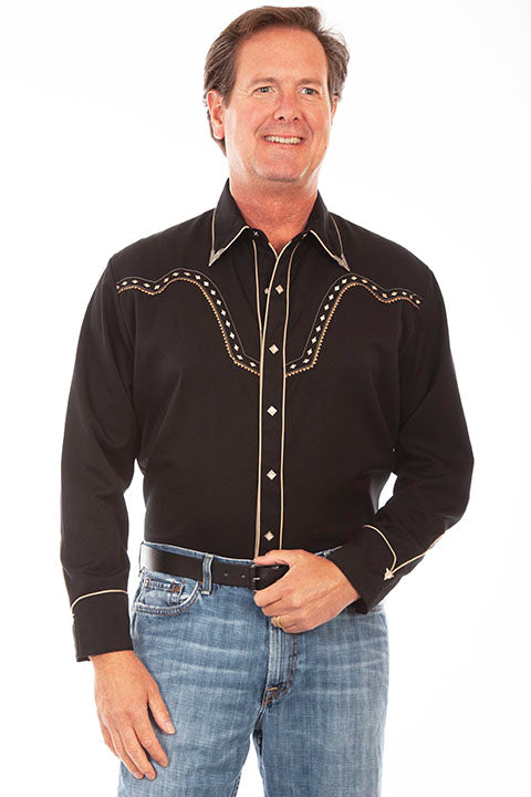 Model view - Western Shirts with Diamond Embroidery shirts never go out of style! Inspired by classic cowboy movies, these timeless designs are favorites of today’s country stars and rock icons alike. Pair them with your favorite ripped jeans for a casual vibe or dress them up with sharp jeans for a night out. Just arrived at our Smyrna, TN shop, just a stone’s throw from Music Row in downtown Nashville!