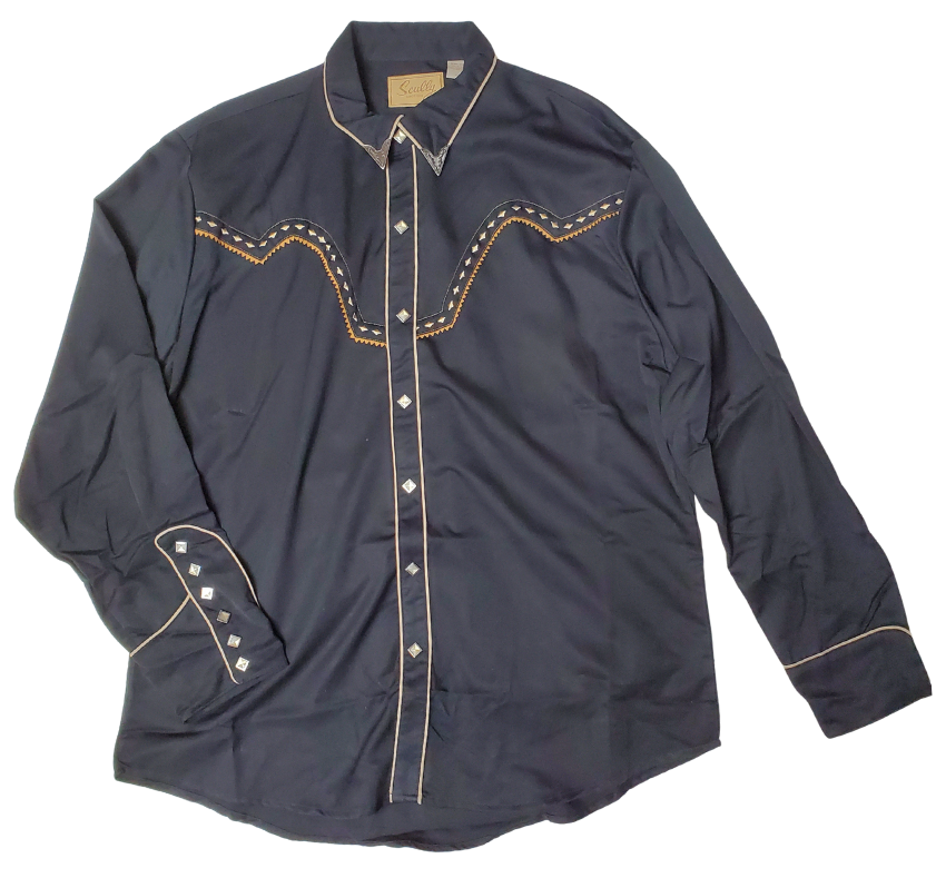 Front view - Western Shirts with Diamond Embroidery shirts never go out of style! Inspired by classic cowboy movies, these timeless designs are favorites of today’s country stars and rock icons alike. Pair them with your favorite ripped jeans for a casual vibe or dress them up with sharp jeans for a night out. Just arrived at our Smyrna, TN shop, just a stone’s throw from Music Row in downtown Nashville!