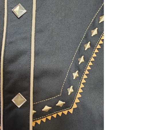 Close up - Western Shirts with Diamond Embroidery shirts never go out of style! Inspired by classic cowboy movies, these timeless designs are favorites of today’s country stars and rock icons alike. Pair them with your favorite ripped jeans for a casual vibe or dress them up with sharp jeans for a night out. Just arrived at our Smyrna, TN shop, just a stone’s throw from Music Row in downtown Nashville!
