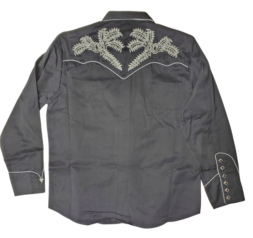 Back view - Classic Boot Stitch Western shirts never go out of style! Inspired by classic cowboy movies, these timeless designs are favorites of today’s country stars and rock icons alike. Pair them with your favorite ripped jeans for a casual vibe or dress them up with sharp jeans for a night out. Just arrived at our Smyrna, TN shop, just a stone’s throw from Music Row in downtown Nashville!