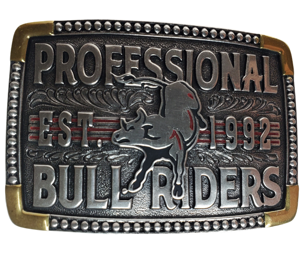 Professional Bull Riders Belt Buckle – Buckle and Hide Leather Montana Silversmiths PBR Professional Bull Riders Belt Buckle Bull Skull main image 0