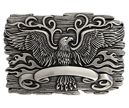 Experience the Phoenix's influence on many cultures and generations - old and new. Bring your look out of the ashes with this buckle. Suitable for belts up to 1 1/2 inches, its imagery will enhance all of your outfits. Come check out our store in Smyrna, TN, conveniently located near downtown Nashville!

Approx. 3" x 4"
Imported