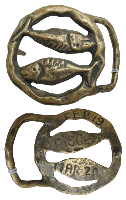 Vintage brass Pisces belt buckle