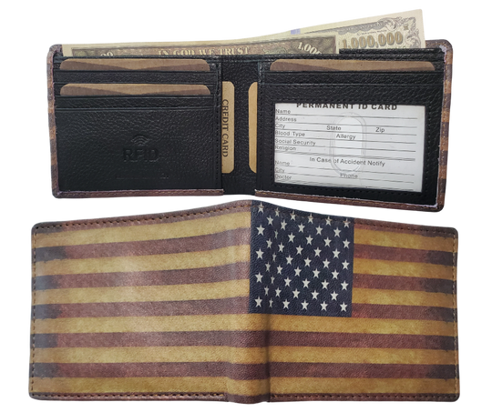 RFID USA Flag Bi-Fold Wallet