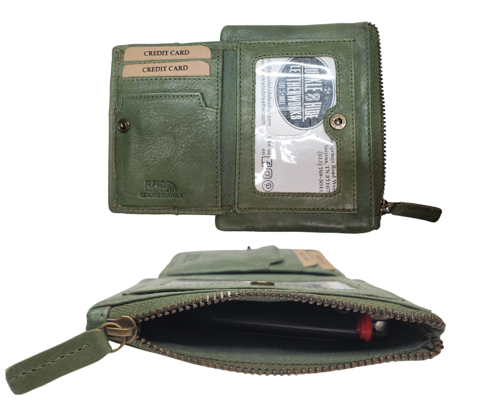 Looking to simplify your life? The "Carter" Coin Pouch Wallet might be just the ticket. It has just the right number of card slots, an ID slot, and a zippered pouch for your little extras and coins. The size is perfect for front pockets, and it even has RFID security. Come visit our shop in Smyrna, TN and put your minimalist skills to the test!