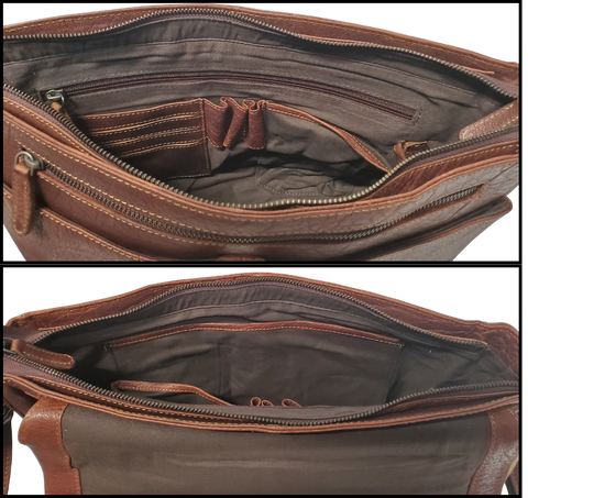 The General Leather Messenger Bag is perfect for the working week, with a traditional style and soft pebble grain leather that only improves with use. It features a main zippered pocket for your laptop, paperwork, and even some snacks, along with two side pockets secured by magnetic clasps for power cords. Plus, the adjustable shoulder strap and back strap make it perfect for any travel needs. Swing by our shop in Smyrna, TN and get yours today!