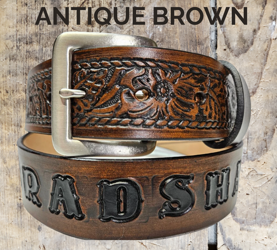 RANCH BELT IN ANTIQUE BROWN
