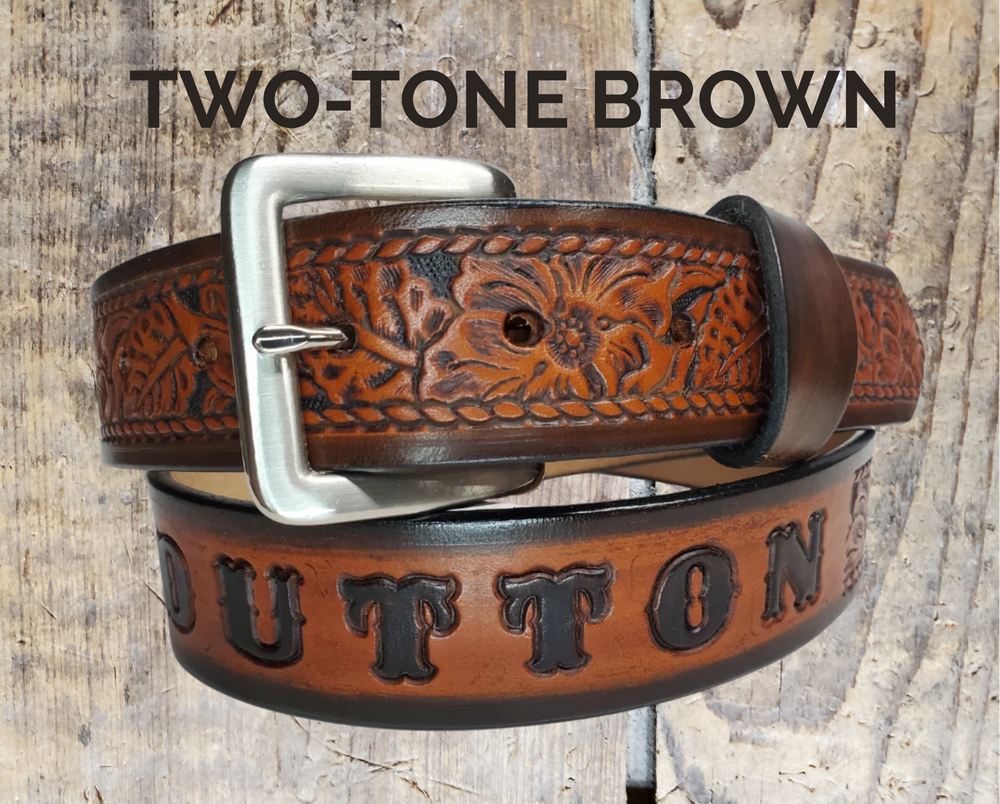 RANCH BELT IN TWO TONE BROWN