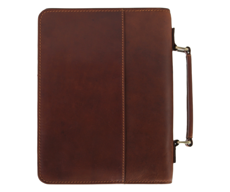God's Word is precious! Keep your Bible in a protective double zipped cover made of 100% vegetable tanned leather, allowing the natural oils and beauty of the leather to come through. Just like us the leather has imperfections on the hides. These are the natural markings and add character and uniqueness to each piece. New for our Smyrna, TN shop where we appreciate God's Word where Christ is the center of how we try to operate our shop and some days that's not easy. Isaiah 53:5