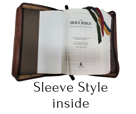 God's Word is precious! Keep your Bible in a protective double zipped cover made of 100% vegetable tanned leather, allowing the natural oils and beauty of the leather to come through. Just like us the leather has imperfections on the hides. These are the natural markings and add character and uniqueness to each piece. New for our Smyrna, TN shop where we appreciate God's Word where Christ is the center of how we try to operate our shop and some days that's not easy. Isaiah 53:5
