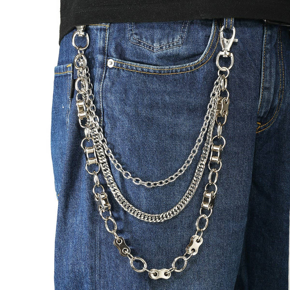 Triple Jean Chain with Chain links with 2 Belt loop clips. Bang your head and let the inner Rocker you out when you go see your favorite metal band. Now in stock at our Smyrna, TN shop not far from the First Bank Amphitheater.

Metal alloy
Imported
