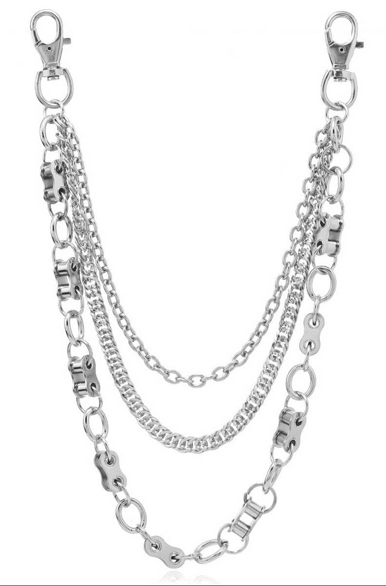 Triple Jean Chain with Chain links with 2 Belt loop clips. Bang your head and let the inner Rocker you out when you go see your favorite metal band. Now in stock at our Smyrna, TN shop not far from the First Bank Amphitheater.

Metal alloy
Imported