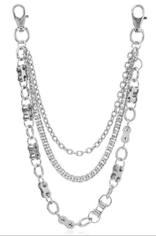 Triple Jean Chain with Chain links with 2 Belt loop clips. Bang your head and let the inner Rocker you out when you go see your favorite metal band. Now in stock at our Smyrna, TN shop not far from the First Bank Amphitheater.

Metal alloy
Imported