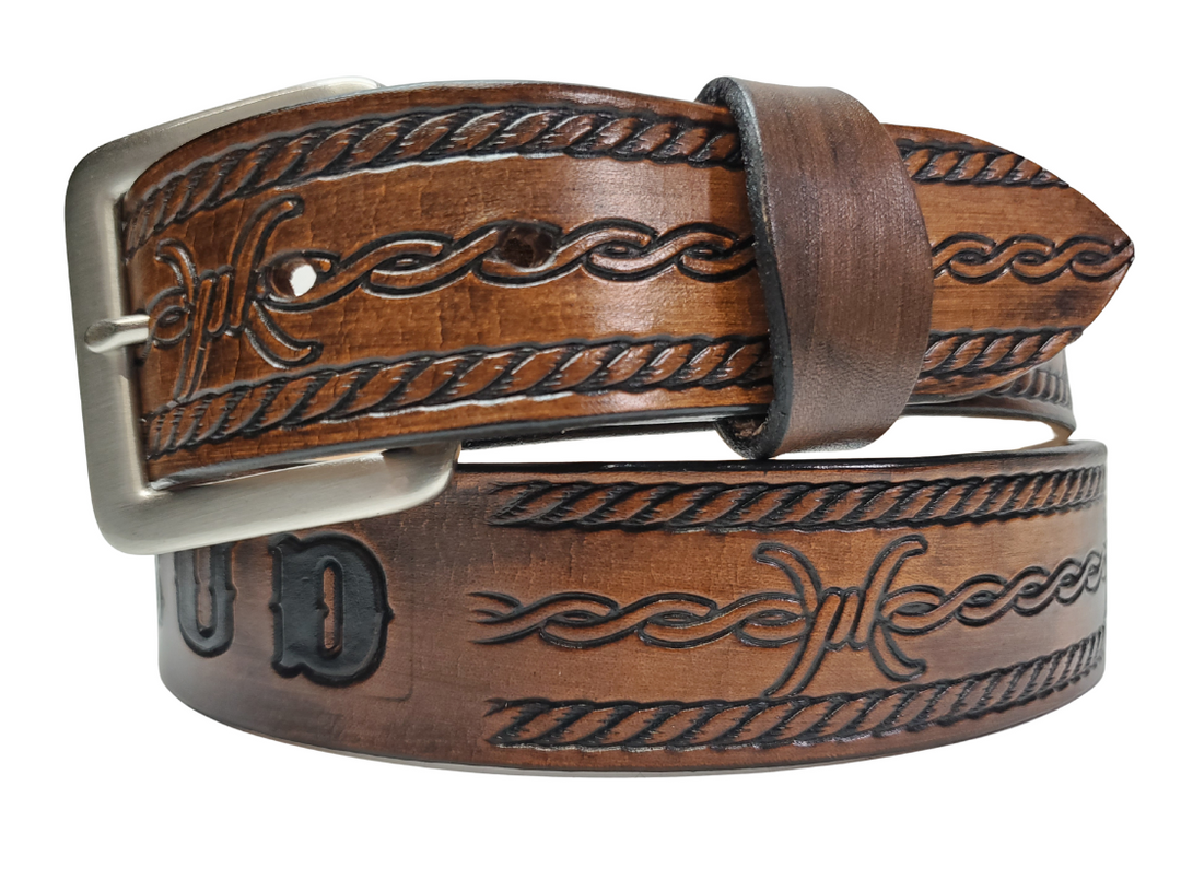 Personalized Riding Fence Western leather belt with custom name
