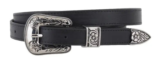 Spruce up your outfit with The Boho Buckle Leather Belt Set, complete with a unique 3 piece buckle, stitched edges and high-quality leather straps. With the option to wear it cinched at the waist or low-slung on the hips, this versatile set adds a touch of bohemian chic to any look. Available at our Smyrna, TN store. Imported