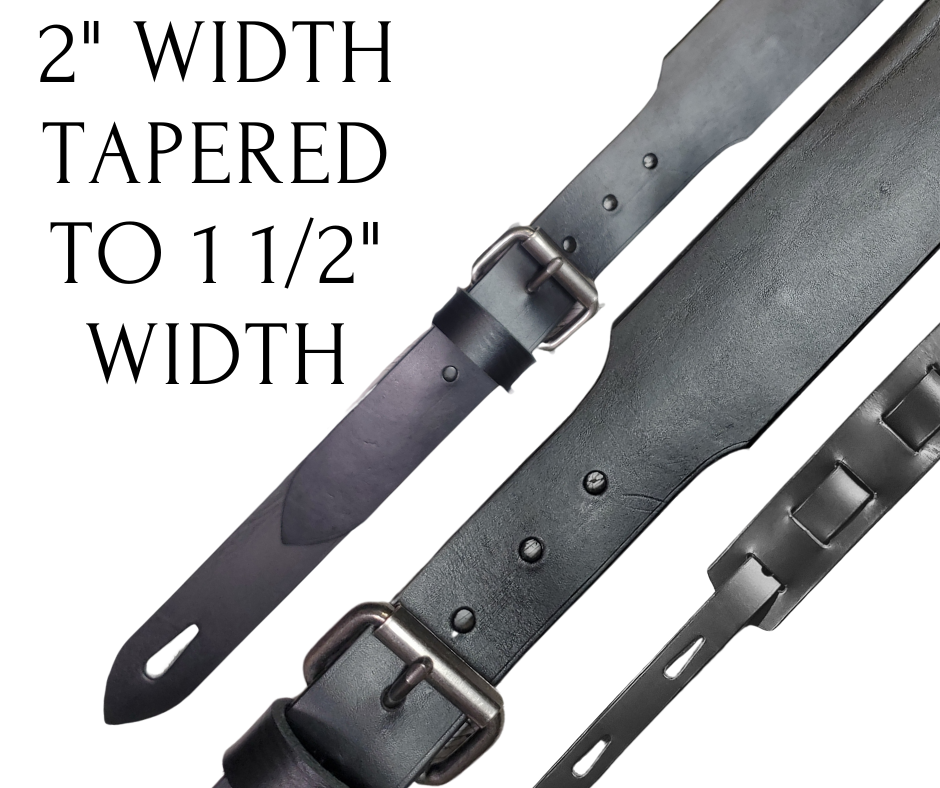 We've worked it out a way to "Pick your Buckle" style that fit's your style! It's our 2" strap TAPERED to 1 1/2" to accommodate more buckle options. Our Top Grain Solid Black or Distressed Brown with adjustable strap that should work most anyone. Assembled in our Smyrna, TN shop not far from world famous Music Row in Nashville.