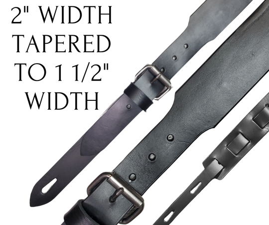 We've worked it out a way to "Pick your Buckle" style that fit's your style! It's our 2" strap TAPERED to 1 1/2" to accommodate more buckle options. Our Top Grain Solid Black or Distressed Brown with adjustable strap that should work most anyone. Assembled in our Smyrna, TN shop not far from world famous Music Row in Nashville.