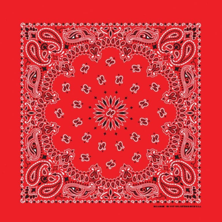 We stock traditional 100% Cotton for a soft and comfortable feel. Made in the USA and approx. 22" x 22", they feature a trademark Paisley design. Bandanas have been around for over 75 years and are still a staple in culture whether it's a farmer, MC, or a Rock star.