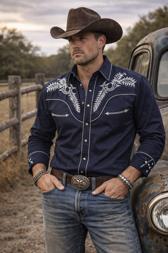 Classic Boot Stitch Western shirts never go out of style! Inspired by classic cowboy movies, these timeless designs are favorites of today’s country stars and rock icons alike. Pair them with your favorite ripped jeans for a casual vibe or dress them up with sharp jeans for a night out. Just arrived at our Smyrna, TN shop, just a stone’s throw from Music Row in downtown Nashville!