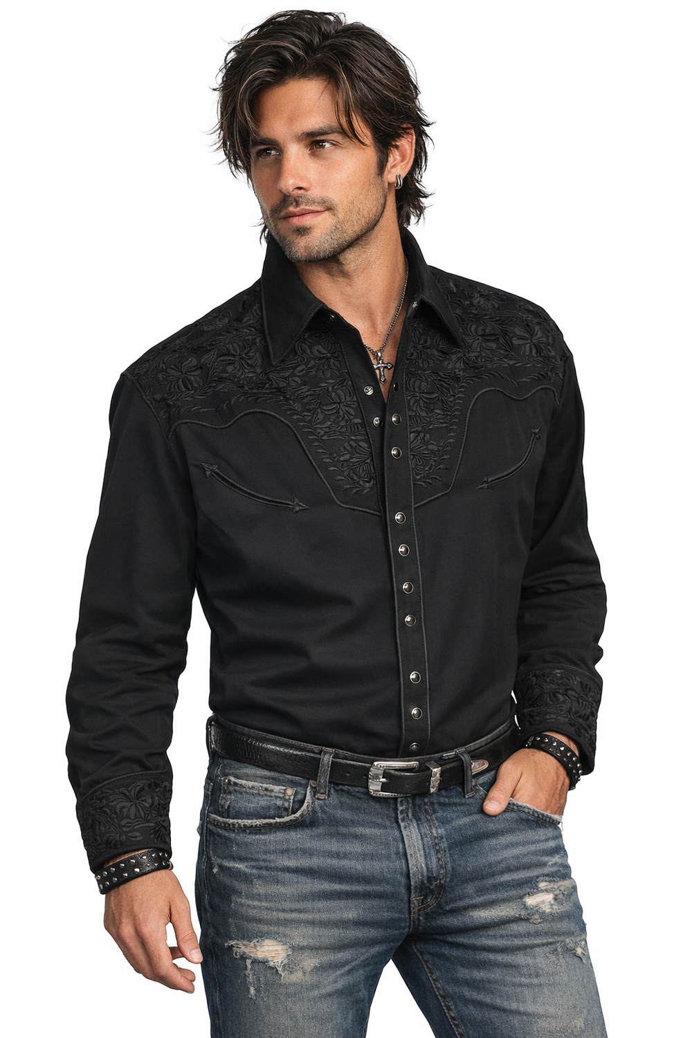 Scully Western Shirts and Black Floral Embroidery always a timeless look! Inspired by classic cowboy movies, these timeless designs are favorites of today’s country stars and rock icons alike. Pair them with your favorite ripped jeans for a casual vibe or dress them up with sharp jeans for a night out. Just arrived at our Smyrna, TN shop, just a stone’s throw from Music Row in downtown Nashville!
