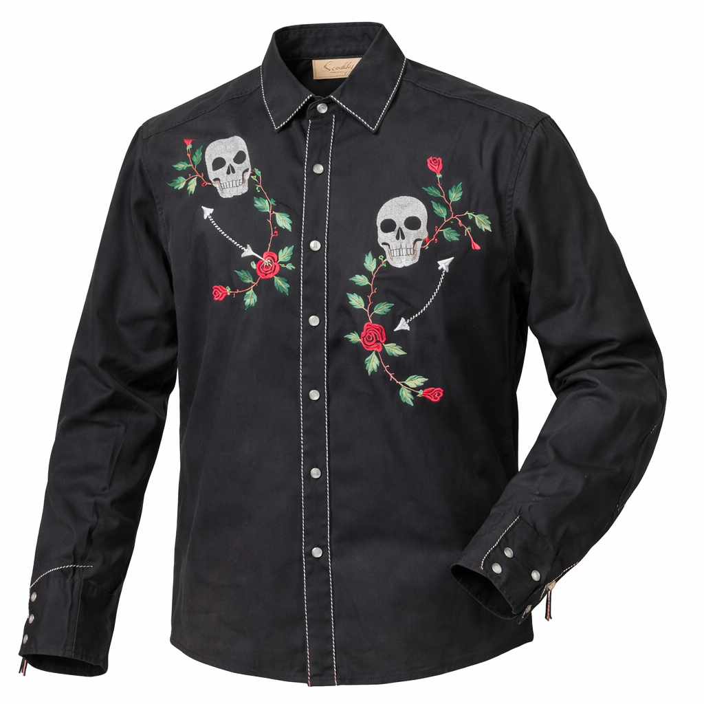 Western shirts with Skulls & Roses never go out of style! Inspired by classic cowboy movies, these timeless designs are favorites of today’s country stars and rock icons alike. Pair them with your favorite ripped jeans for a casual vibe or dress them up with sharp jeans for a night out. Just arrived at our Smyrna, TN shop, just a stone’s throw from Music Row in downtown Nashville!