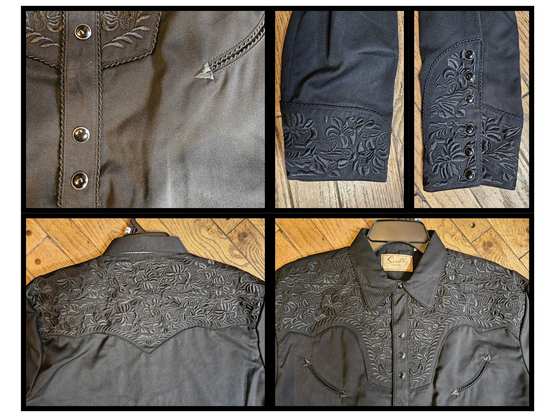 Scully Western Shirts and Black Floral Embroidery always a timeless look! Inspired by classic cowboy movies, these timeless designs are favorites of today’s country stars and rock icons alike. Pair them with your favorite ripped jeans for a casual vibe or dress them up with sharp jeans for a night out. Just arrived at our Smyrna, TN shop, just a stone’s throw from Music Row in downtown Nashville!