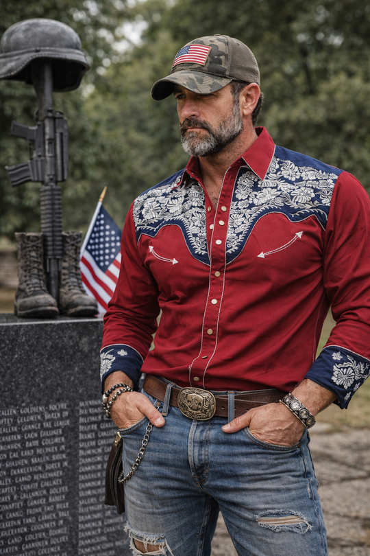 Western shirts with Embroidered Western Tooled stitching never go out of style! Inspired by classic cowboy movies, these timeless designs are favorites of today’s country stars and rock icons alike. Pair them with your favorite ripped jeans for a casual vibe or dress them up with sharp jeans for a night out. Just arrived at our Smyrna, TN shop, just a stone’s throw from Music Row in downtown Nashville!