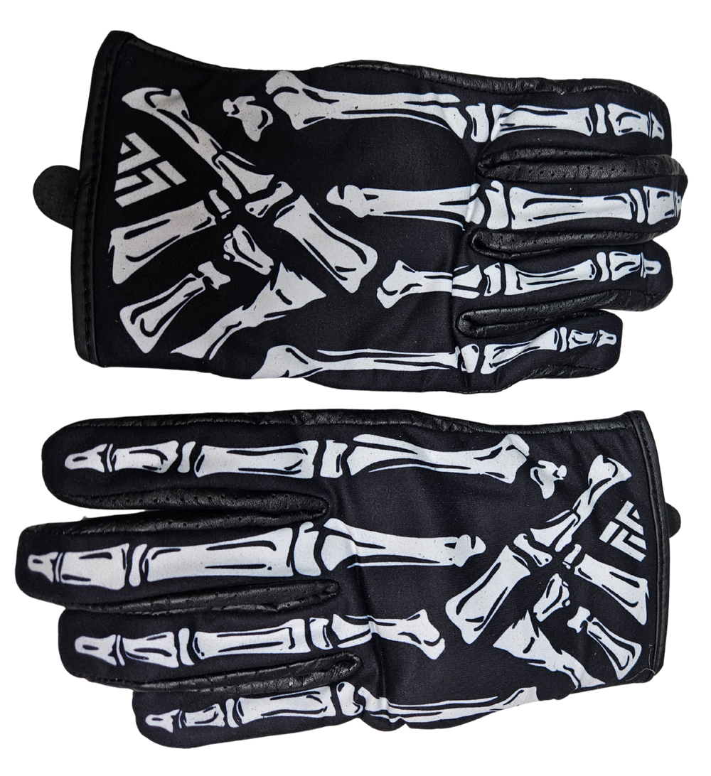 Skeleton gloves are a new take on riding gloves. The Perforated soft leather palms combined the printed soft cotton tops create a comfortable fit that will become your favorites. Now stocked at our Smyrna, TN shop.

Sizes S-5X