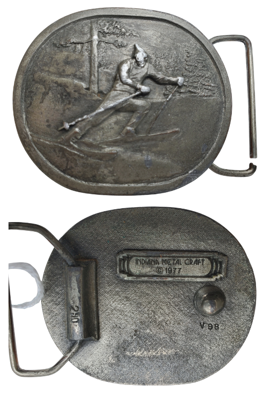 Vintage skiing belt buckle