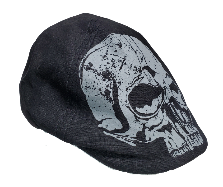 Defy the ordinary with a Skull Drivers Cap, featuring a striking printed Skull across the front, and "Ride Fast-Ride Forever" with two stars across the back. Enjoy classic coolness. Take the plunge and get yours today at our Smyrna, Tn shop, only a quick drive from Nashville. Imported.  One size fits most