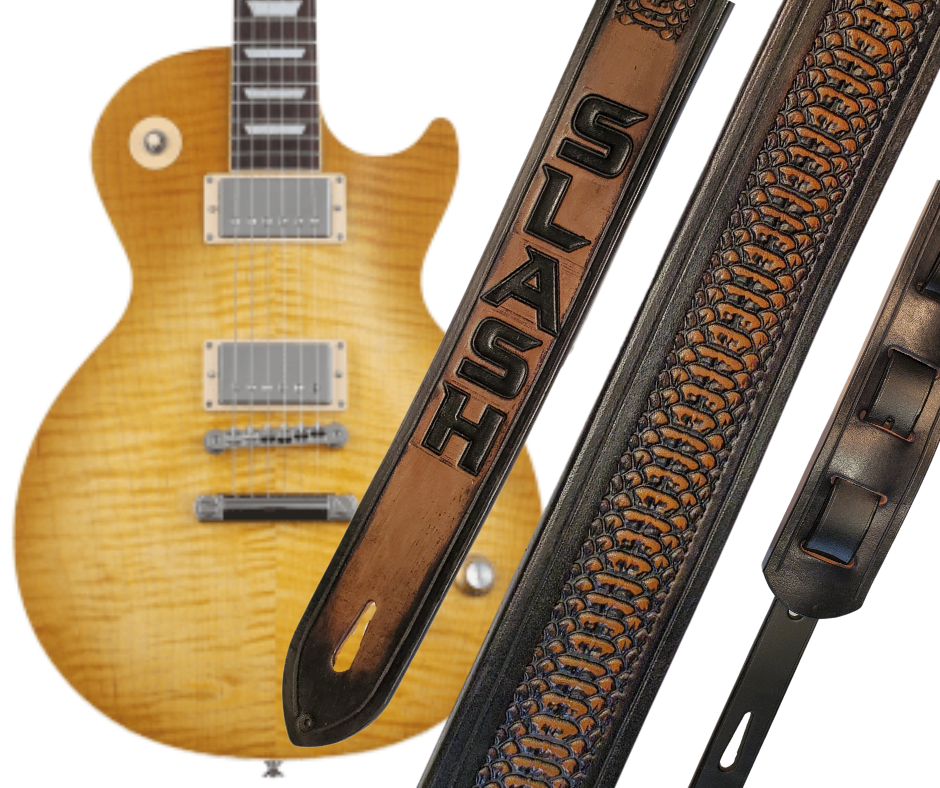 Les Paul's and Slash have been staple for years in Rock music!  "This 2" wide Guitar Strap is a nod to that classic influence. It's made from 1/8" thick Veg-Tan Cowhide and after some gig's it'll look like you bought in a Vintage shop. The classic adjustment style goes from approx. 42" to 56" at it's longest . Made just outside Nashville in our Smyrna, TN. shop. It will need a bit of time to "break in" but will get a great patina over time. 