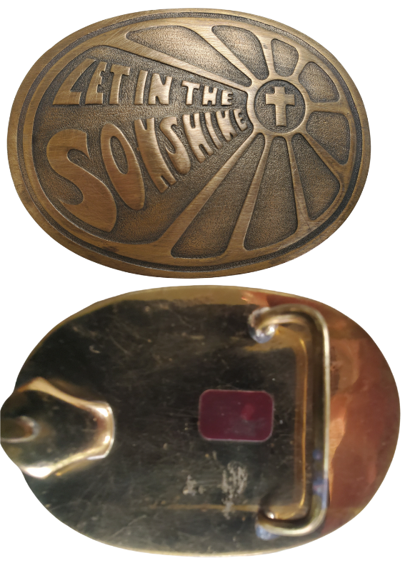 Vintage let the sonshine belt buckle