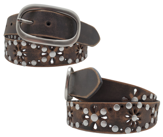 The "Studs and Flower" Leather Belt
