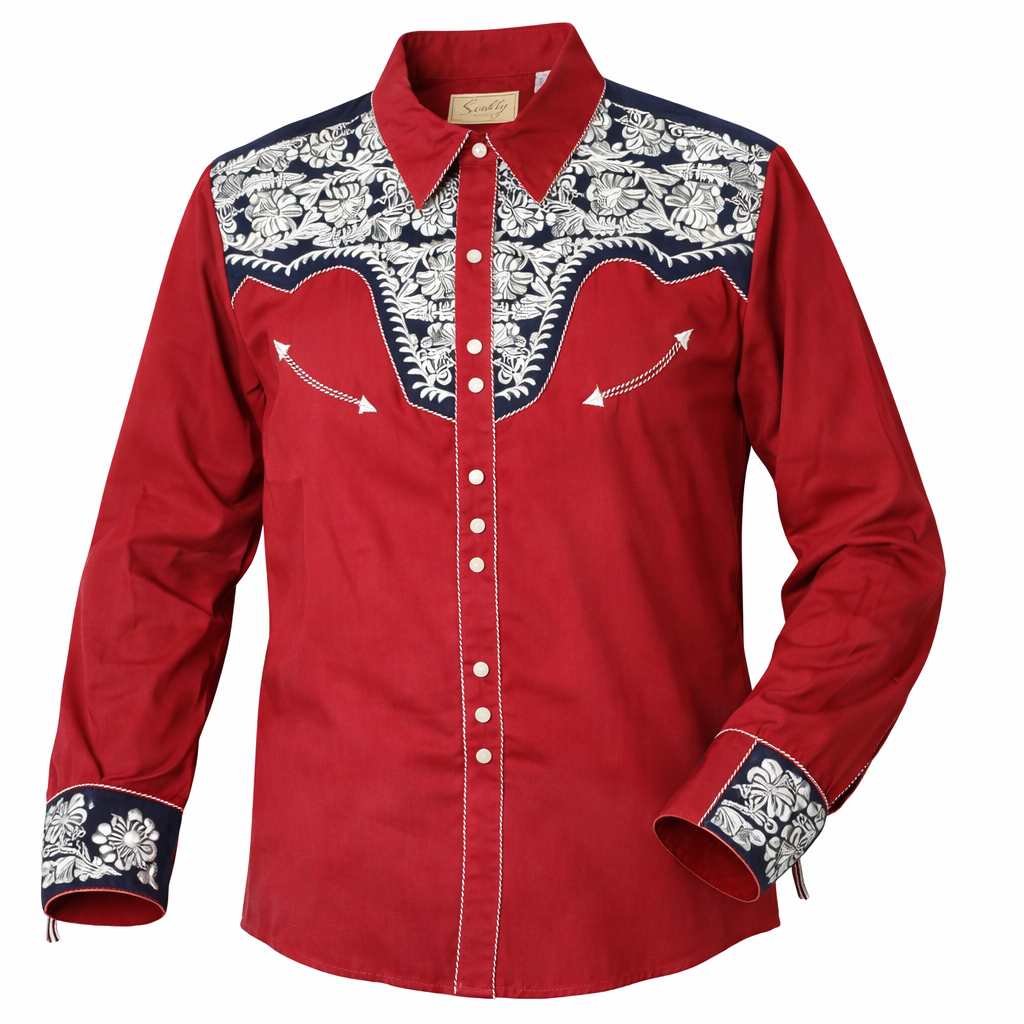 western style dress shirts Scully P-634 - RED White & Blue