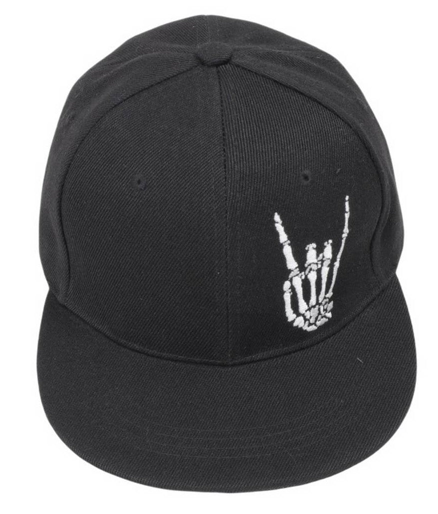 Rock with your Skull Finger Rocker flat bill cap. A new addition to our unique cap selection. Rock out with yours at our Smyrna, TN shop not far from the Bridgestone downtown Nashville.

Skull Finger Embroidery
100% ACRYLIC Imported