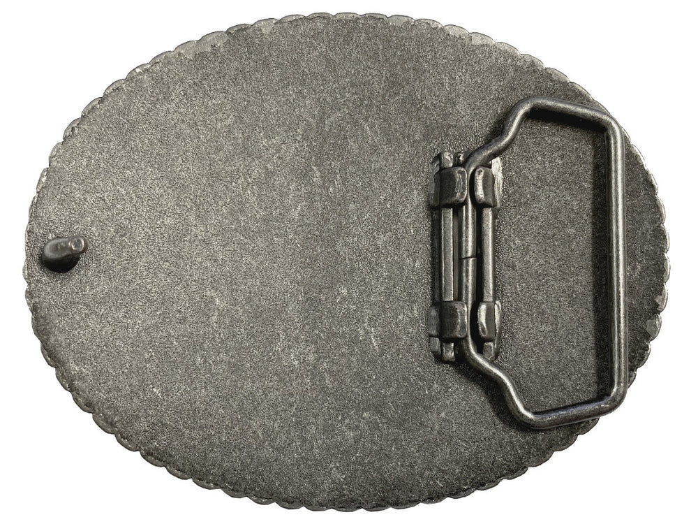 The Spherical Belt Buckle is named for it's unique Oval shape and Rope border. It's a Belt Buckle for for the minimalist attitude not needing to make a statement. With it's simple look it's perfect for the casual Black or Brown belt. Fits 1-1/2"(38mm) wide belt strap. Available at our Smyrna, TN shop not far from Murfreesboro.

Buckle Material: Zinc.
Buckle Size Approx: 3-3/4" W x 3" T.