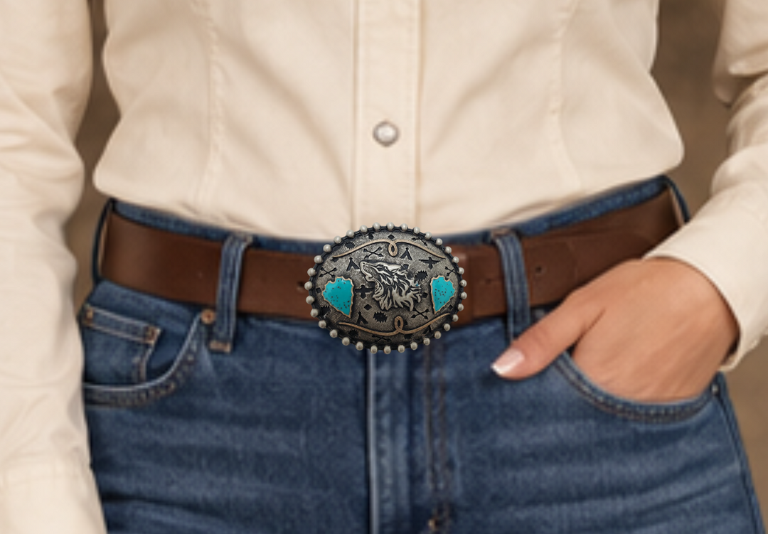 Our Spirit Wolf Buckle represents the wolf and symbolizes an intriguing mix of power, loyalty, guardianship, teamwork and wildness. Wolves are extremely intuitive and have an almost supernatural instinct that can detect dangerous situations. Available at our Smyrna, TN shop just outside of Nashville.
Fit&