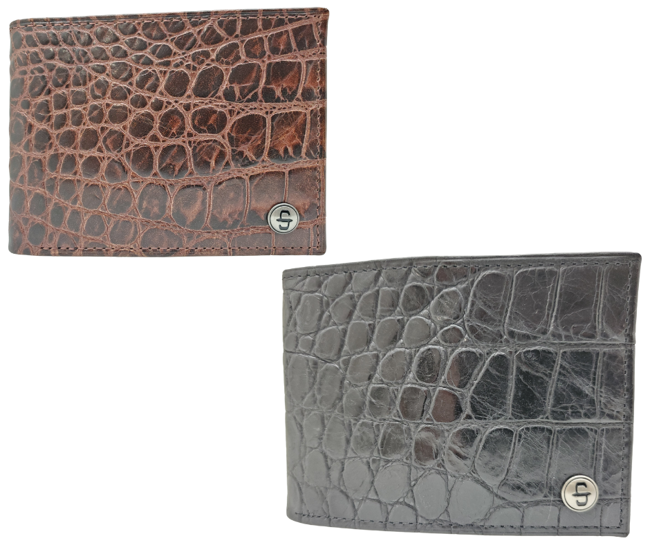Fully Licensed Stetson Logo Bifold Wallet. Made from Cognac Brown Croc or Black print cowhide leather so good it&