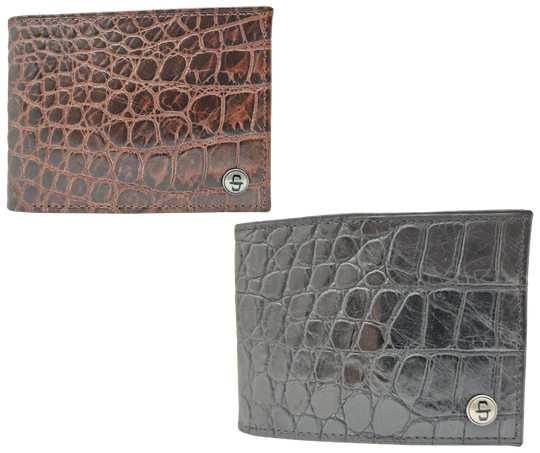 Fully Licensed Stetson Logo Bifold Wallet. Made from Cognac Brown Croc or Black print cowhide leather so good it&