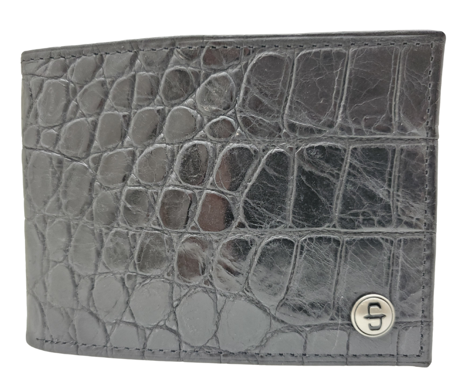Fully Licensed Stetson Logo Bifold Wallet. Made from Cognac Brown Croc or Black print cowhide leather so good it&