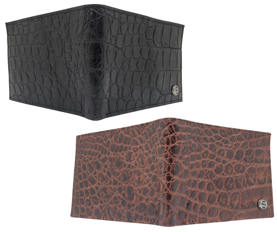 Fully Licensed Stetson Logo Bifold Wallet. Made from Cognac Brown Croc or Black print cowhide leather so good it&