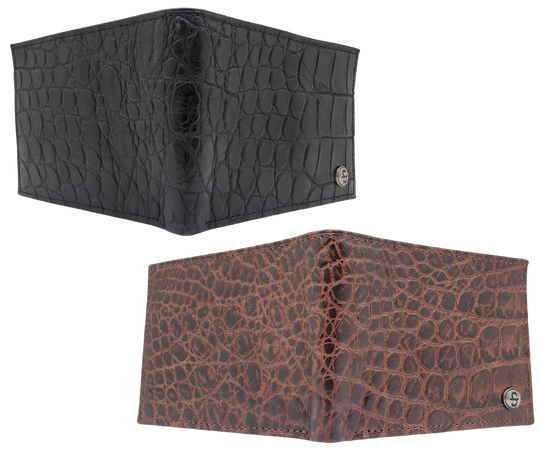 Fully Licensed Stetson Logo Bifold Wallet. Made from Cognac Brown Croc or Black print cowhide leather so good it&