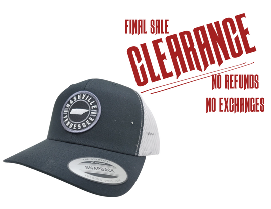 Classic Patched Cap with Nashville Tennessee and shape of Tennessee in the center. Patch is front and center of a snapback cap. This will soon become your favorite cap! Shop now at our Smyrna, TN store or online.