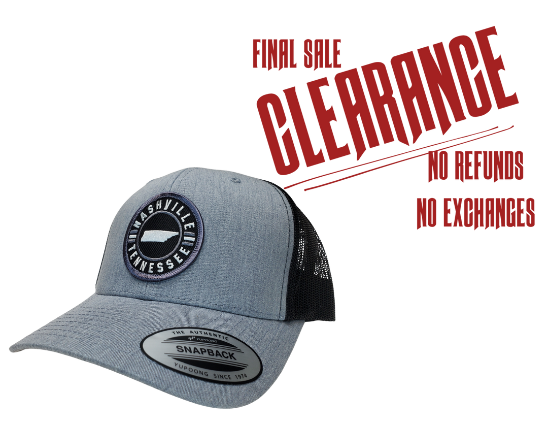 Classic Patched Cap with Nashville Tennessee and shape of Tennessee in the center. Patch is front and center of a snapback cap. This will soon become your favorite cap! Shop now at our Smyrna, TN store or online.