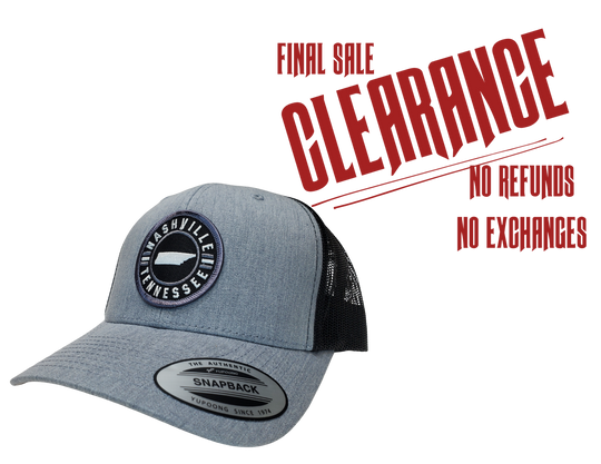 Classic Patched Cap with Nashville Tennessee and shape of Tennessee in the center. Patch is front and center of a snapback cap. This will soon become your favorite cap! Shop now at our Smyrna, TN store or online.