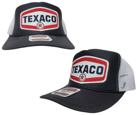 This Texaco patch hat is part of our new Classic Foam Front Trucker Hat Collection. This Curved Bill trucker hat features a big vintage Texaco twill patch sewn on the front panel. You can trust your car to the man who wears the star! One size fits most y’all Get yours now at our Smyrna, TN store or online!