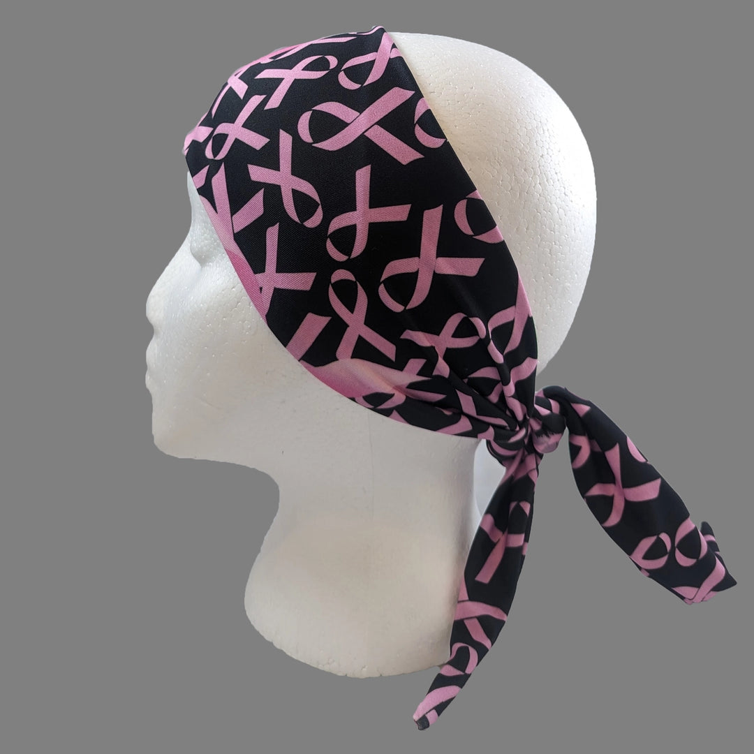 Pink Ribbons Tie Back Head Wrap CLOSEOUT!