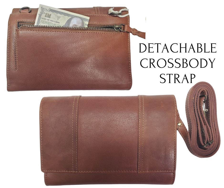 The Tiffany Crossbody Phone wallet is available at our Smyrna, TN shop not far from Nashville. This crossbody phone wallet has 2 accordion pockets, 1 zip pocket,6 additional card slots are placed in front of bag and is covered by flap with a magnetic catch. The inside flap has 5 card pockets and 1 window ID slot. Back of bag has half accordion zip pocket. Crossbody strap is detachable.
Bag size: 7.25” x 5”
4 internal card slots.
Choose from 4 colors